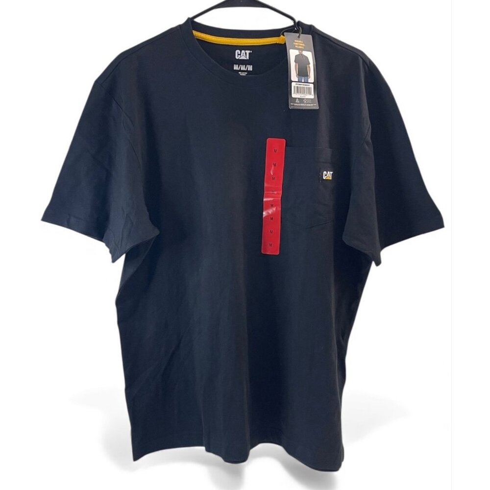 Caterpillar NWT Mens Black Short Sleeve Crew Neck Pocket T-Shirt, M, New